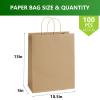100Pcs 40 LB Brown Paper Gift Bags Bulk with Handles 10 x 5 x 13 Inch - Medium Size Kraft Goodie Bag, Blank Paper Bags for Shopping Retail, To Go, Small Business, Weddings, Birthdays, Festivals view 4