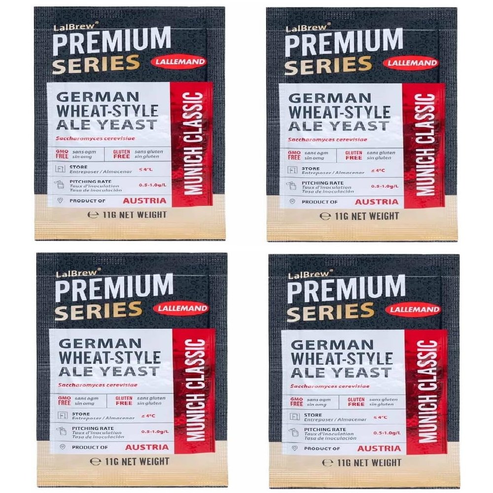 4 Pack MUNICH CLASSIC Brewing Yeast Lallemand Danstars PERFECT REGIONAL MATCH FOR WHEAT BEER 11g Packs