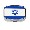 Israeli Flag Weekly Pill Organizer - Square Travel Pill Box with Multiple Compartments, Ideal for Vitamins, Supplements, and Cod Liver Oil Storage. view 1