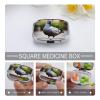 Grey Pigeon Pill Box for Purse Pocket Small Square Pill Case Decorative Medicine Box Travel Medicine Tablet Case Vitamin Organizer Pill Container Holder Unique Gift view 3