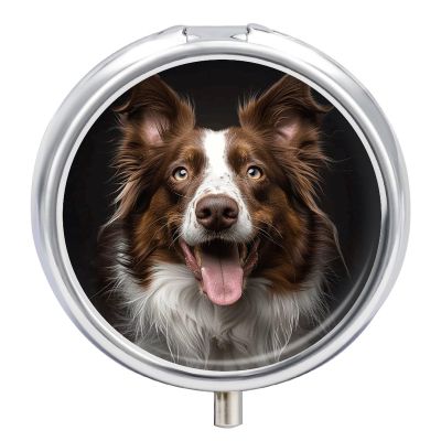 Dog Sticking Out Tongue Pill Box Mini Pill Case Pocket Pill Case for Men Travel Pill Box Cute Pill Organizer 3 Compartment Medicine Pill Organizer Pill Container Pill Holder