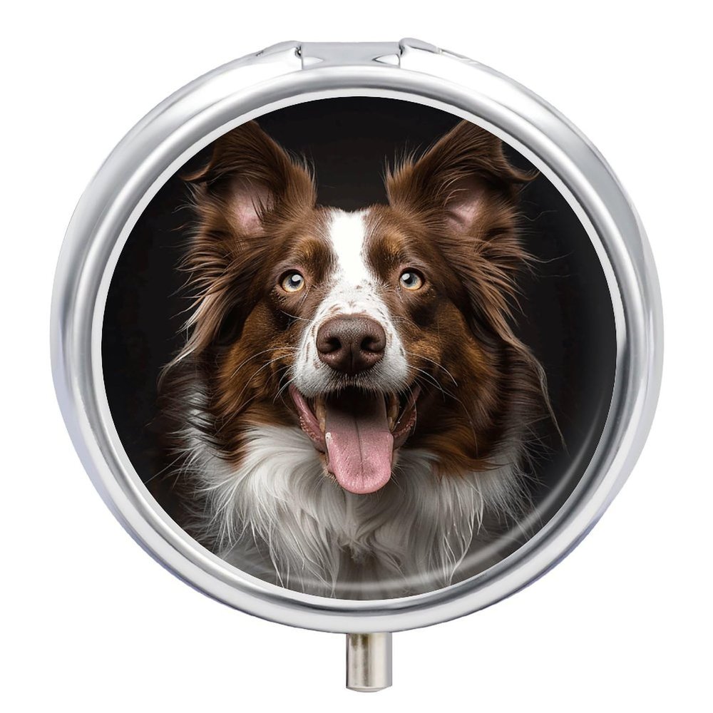 Dog Sticking Out Tongue Pill Box Mini Pill Case Pocket Pill Case for Men Travel Pill Box Cute Pill Organizer 3 Compartment Medicine Pill Organizer Pill Container Pill Holder