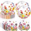 Funnymoom 96 Pcs Wildflower Tableware Set for 48 Guests Include 48 7 Inch Dessert Plates and 48 Napkins Watercolor Disposable Dinnerware for Birthday Holiday Tea Party Supplies view 1