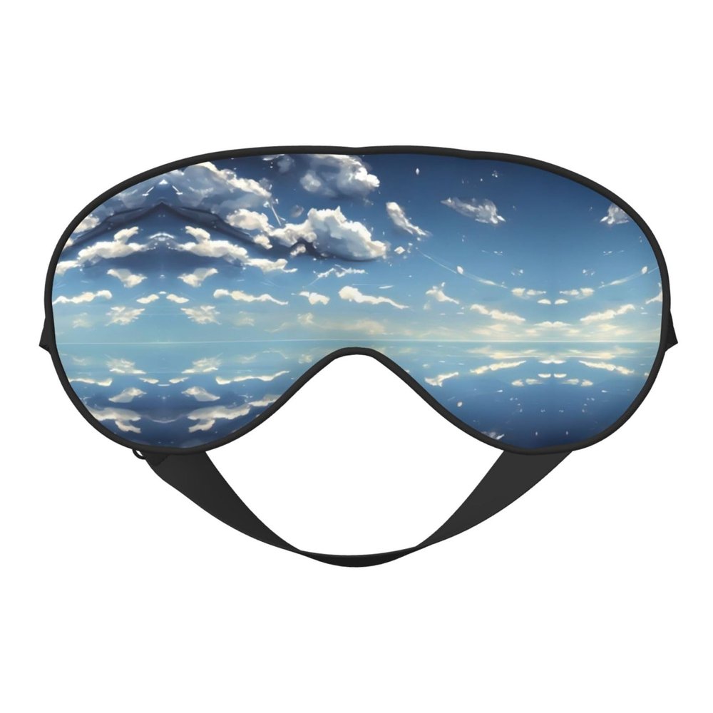 Blue Sky and White Clouds Printed Double-Sided Eye mask, Soft, Light-Blocking, Breathable, Silky Touch