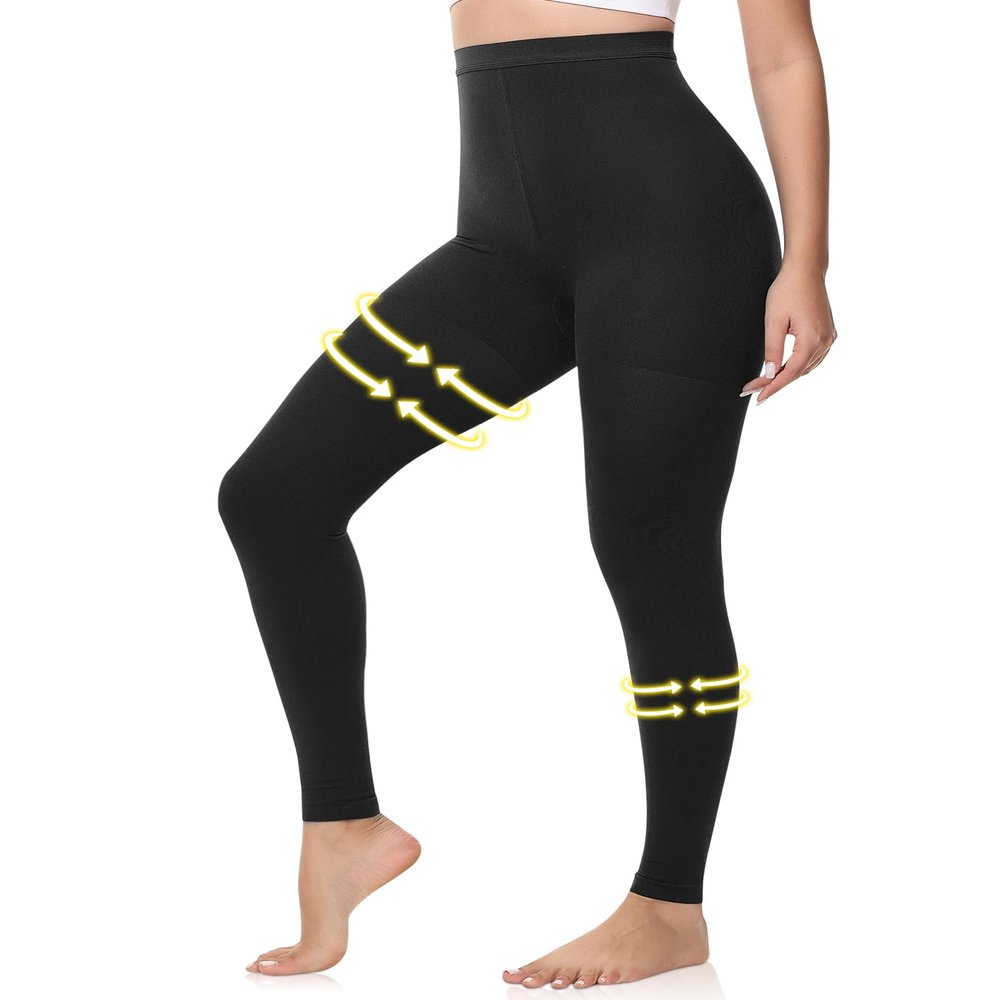 Beister Medical Compression Leggings Women & Men 15-20mmHg Opaque Footless Waist High Compression Stockings & Thighs, Circulation Support Pressure Pantyhose for lipedema, Varicose Veins, Oedema, DVT