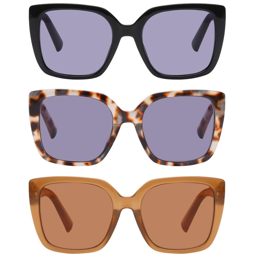 DOOViC 3 Pack Stylish Oversized Sunglasses Readers Outdoor Reading Glasses for Women 3.50 (Not Bifocals)