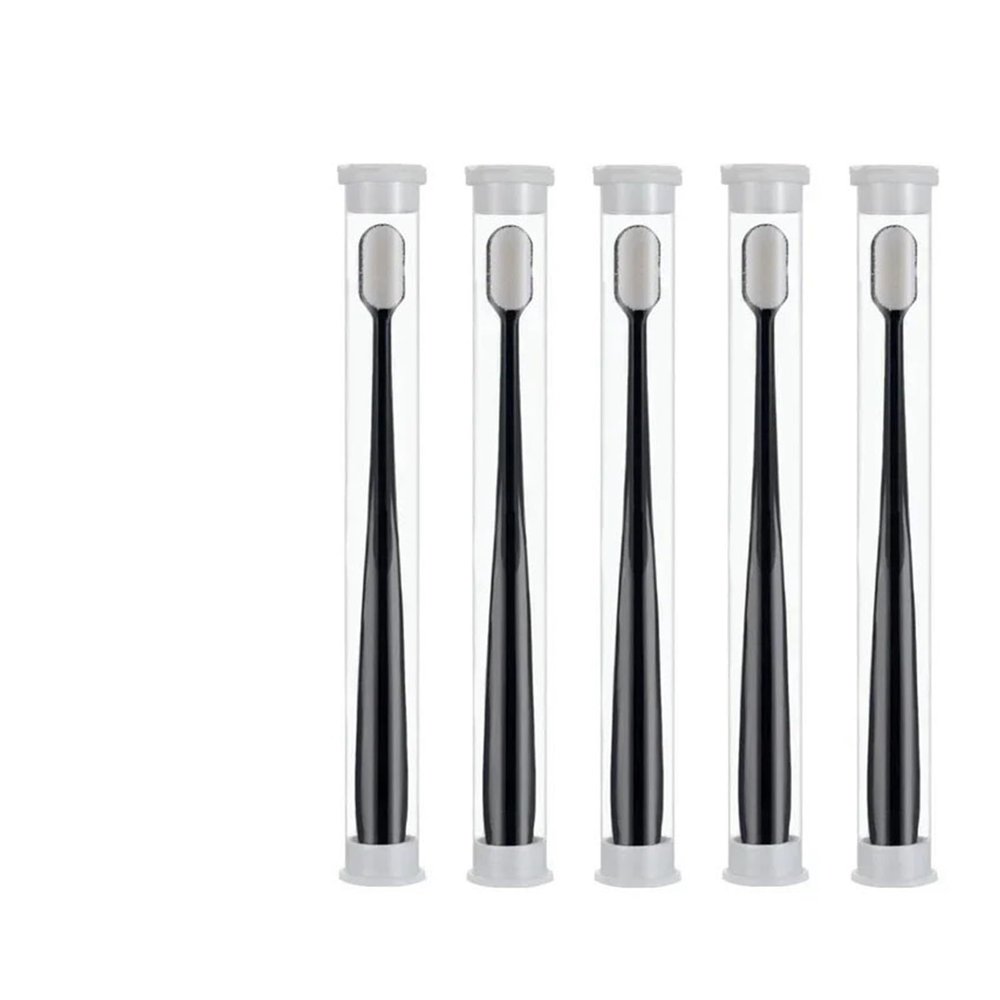 KHOGSBPSW Manual Toothbrush 5PC Ultra-fine Soft Toothbrush Million Nano Bristle Adult Tooth Brush Teeth Deep Cleaning Portable Travel Dental Oral Care Brush Toothbrush(5pc-Black Flat)