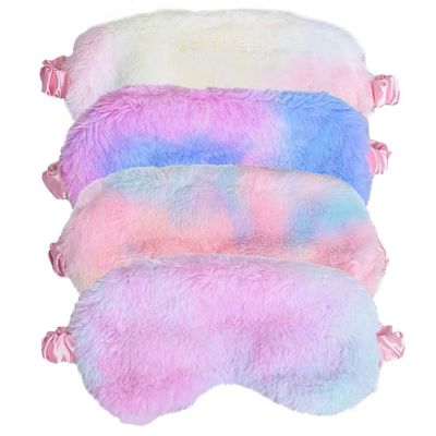 4 Pcs Plush Eye Mask Soft Sleep Mask Comfortable Fuffy Sleeping Eye Cover with Elastic Strap for Women and Girls (Tie Dye)