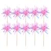 10 Pcs Sparkling Foil Firework Cupcake Toppers For New Year's Holidays Birthday Wedding Graduation Party Supplies (Pink) view 1