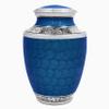ALPHA Living HOME Cremation Urns for Human Ashes Adult Decorative Memorial Funeral Urn with Secure Screw Lid, Handcrafted Metal Burial Urn for Men & Women (Blue & Silver) view 1