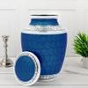 ALPHA Living HOME Cremation Urns for Human Ashes Adult Decorative Memorial Funeral Urn with Secure Screw Lid, Handcrafted Metal Burial Urn for Men & Women (Blue & Silver) view 2