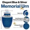 ALPHA Living HOME Cremation Urns for Human Ashes Adult Decorative Memorial Funeral Urn with Secure Screw Lid, Handcrafted Metal Burial Urn for Men & Women (Blue & Silver) view 4