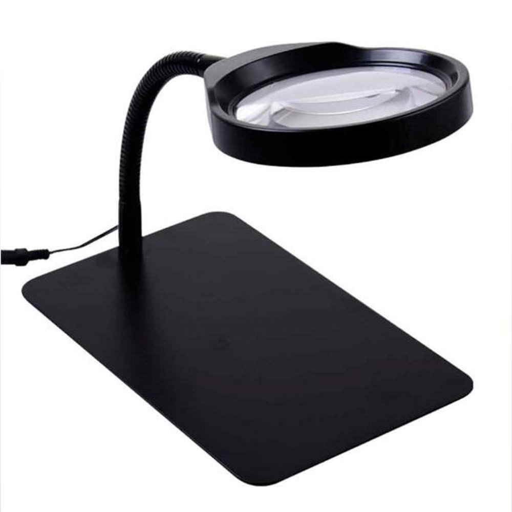 36LED Lighted Magnifying Glass with Stand, 3X 5X 8X 10X LED Hands Free Magnifying Glass Lamp for Reading,Magnifier Desk Lamp for Crafts JeweSoldering Sewing / 5X