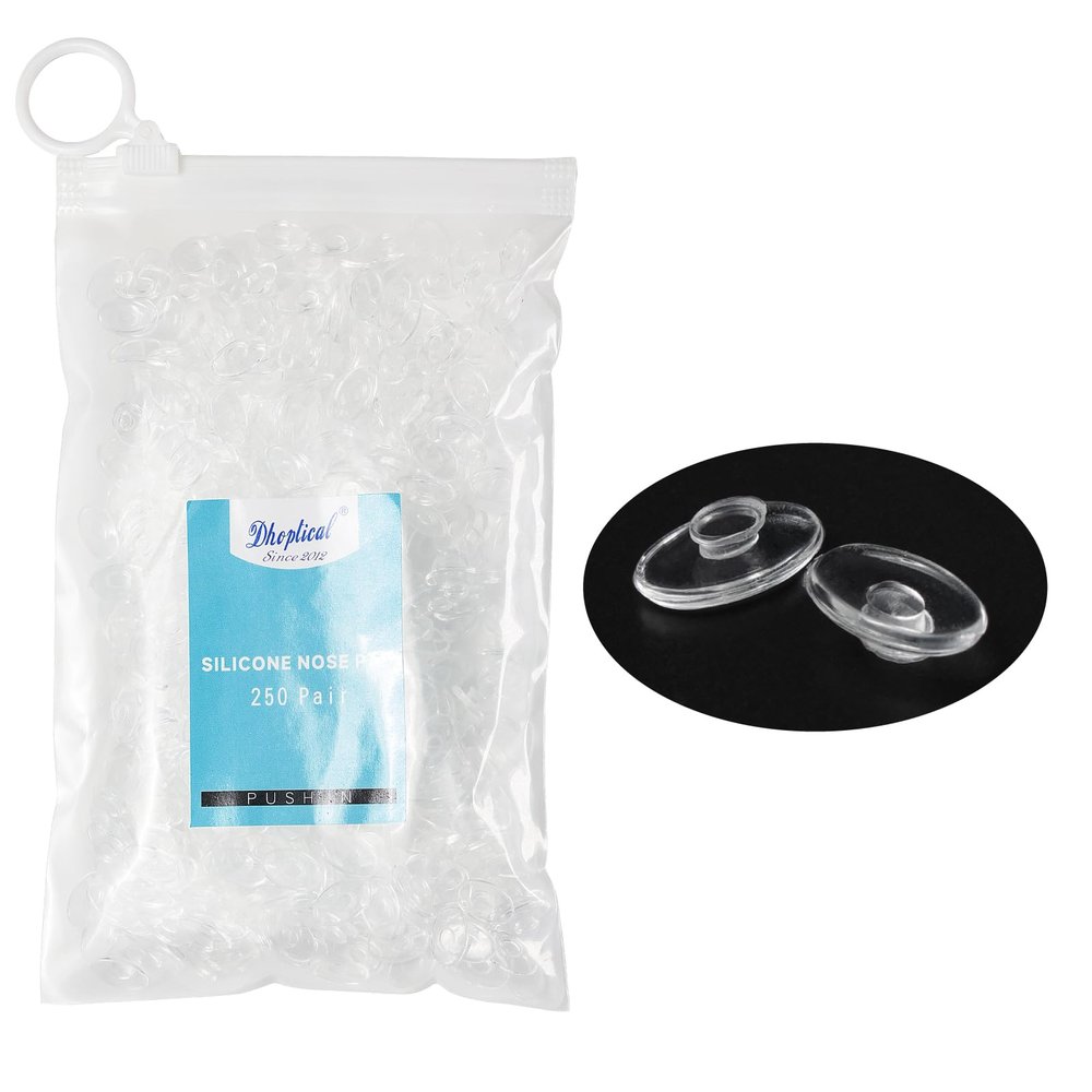 (250 Pair Eyewear Nose Pad Ellipse Silicone Material Soft Push in for Eyeglasses Shop and Eye Hospital by Dhoptical (15MM 250 Pair)