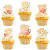 Gyufise 48Pcs Edible Valentine's Day Cupcake Toppers Sweet Love Heart Bear Cake Decorations Edible Wafer Paper Bear Cake Toppers for Happy Valentine's Day Theme Party Supplies view 2