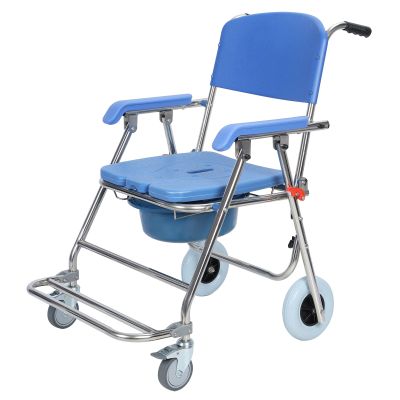gihusrzx Rolling Shower Chair with Arm, 3 In1 Bedside Commode Chair with Wheel, Folding Shower Commode Wheelchair for Elderly and Disabled, Wheelchair Extra Wide Seat for Elderly Disable 1 Set