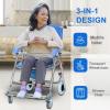 gihusrzx Rolling Shower Chair with Arm, 3 In1 Bedside Commode Chair with Wheel, Folding Shower Commode Wheelchair for Elderly and Disabled, Wheelchair Extra Wide Seat for Elderly Disable 1 Set view 2