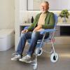 gihusrzx Rolling Shower Chair with Arm, 3 In1 Bedside Commode Chair with Wheel, Folding Shower Commode Wheelchair for Elderly and Disabled, Wheelchair Extra Wide Seat for Elderly Disable 1 Set view 3