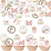 36PCS Edible Floral Happy Easter Cupcake Toppers Wafer Paper Bunny Easter Eggs Cupcake Picks Edible Easter Bunny Cupcake Decors for Easter Theme Baby Shower Birthday Easter Party Supplies view 1
