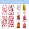 Boutigem 100Pcs Valentines Cellophane Treat Bags Red Love Heart Lips Print Party Favor Bags Clear Plastic Goodie Snack Bags Valentine Theme Gift Packing Bags for Candy Cookies Festival Party Supplies view 2