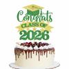 YQLXDHBD Congrats Grad 2026 Cake Topper,Congratulations Cake DecorationsClass of 2026 Graduation Cake Topper,2026 Graduate Party Decoration Supplies (Green Gold) view 1