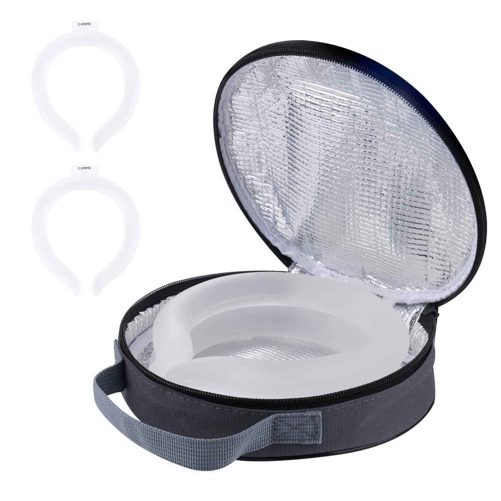 2PCS PCM Neck Cooling Tube with Insulated Bag, Reusable Ice Ring Neck Cooler Wrap, Wearable Cooling Neck Ring for Hot Summer Weather Outdoor Work, TPU Freezable Collar (White*2)