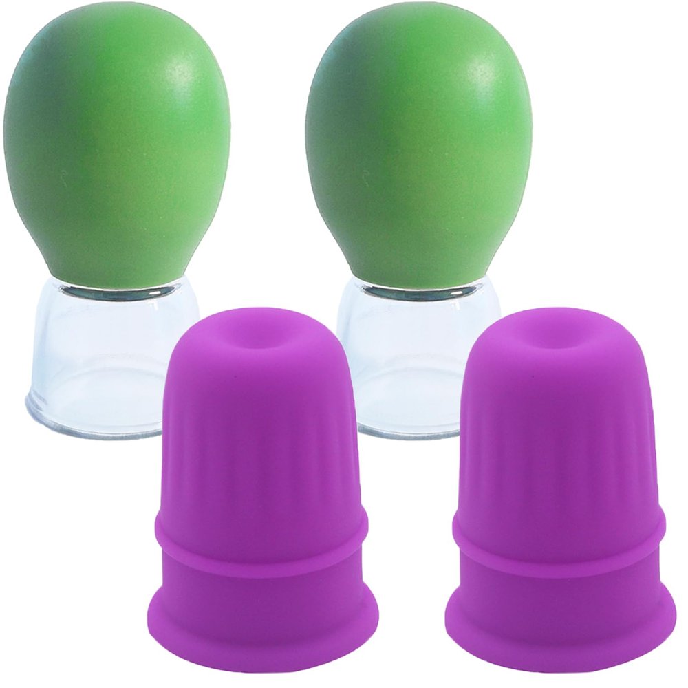 Jesakmie 2 Pairs Nipple Correctors for Flat or Inverted Nipples, Portable Nipple Suckers Vacuum Suction Cupping Device, Breastfeeding for Women (2Purple+2Green)
