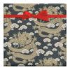Black Dragon On Blue Wrapping Paper Rolls - Happy Birthday Lettering Gift Wrap For Birthday,Baby Shower,Party,Holiday - 58" X 23"(Print-02,58"x 23") view 4