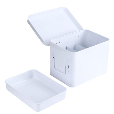 2 Tier Medication Storage Box, Empty Family Emergencies First Aid Kit Container Metal Medication Case Storage Organizer for Home, Travel