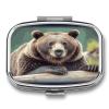 Grizzly Bear Pill Box Pill Organizer Pill Case 2 Compartment Medicine Pill Organizer Small Pill Case Pill Container Pill Holder Cute Pill Box Mini Pill Case view 1