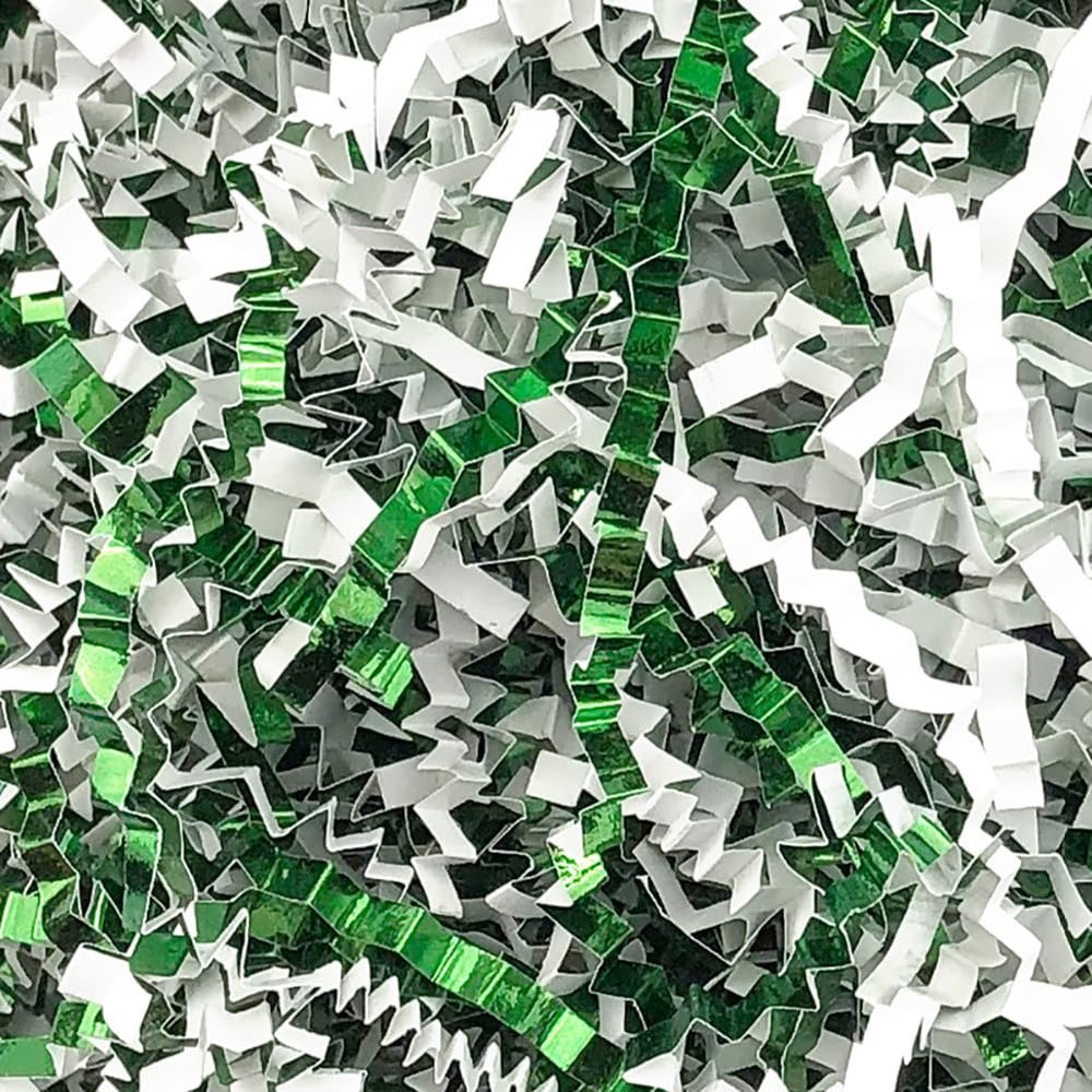 200 Gram Crinkle Cut Paper Shred Filler Gift Wrapping Paper Filler Basket Filling Paper Stocking Stuffer Paper Metallic Shredded Paper Christmas Paper Packing Shreds for Wedding Party Green