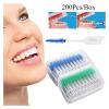 KHOGSBPSW Manual Toothbrush Interdental Silicone Brushes Dental Toothpicks Brush Between Teeth with Thread Oral Cleaning Tools Toothbrush(200pcs Green) view 2