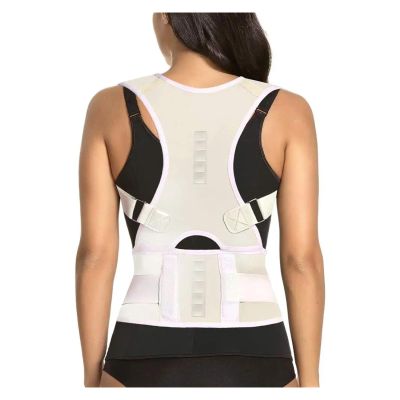Back Brace Support Belt Magnetic Posture Corrector Full Back Lumbar Support Belt For Lower Upper Back Pain Relief(White,XX-Large)