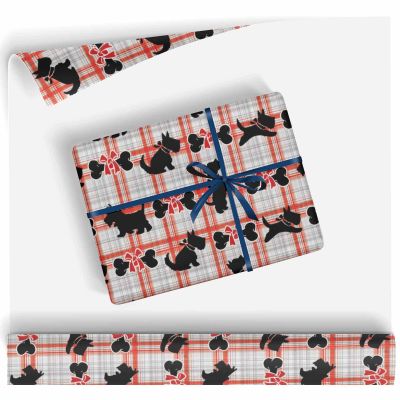 Scottie Dog Wrapping Paper for People of All Ages,Unisex Gift Tissue Paper 58"x 23" All Occasion Gift Paper for Birthday Thanksgiving Father's Day 1 Roll(Print-08,58"x 23")