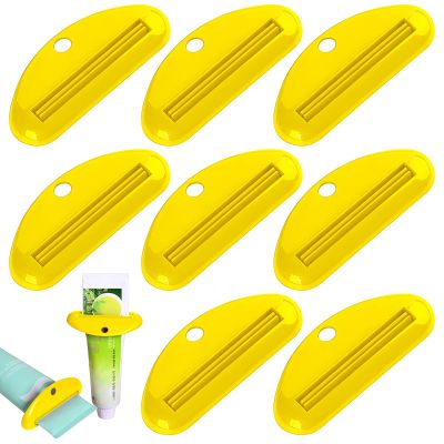 10er Pack Toothpaste Squeezer Dispensers, Multicolor Plastic Toothpaste Tube Squeezer Hanging Toothpaste Clips for Saving Toothpaste Facial Cleanser Creams Paint (Yellow)