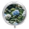 Hydrangea Hibiscus Iris Bird Pill Box Cute Round Pill Box 3 Compartment Decorative Pocket Purse Portable Mini Travel Medicine Tablet Vitamin Fish Oil Holder Organizer Pill Case view 1