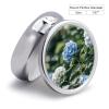 Hydrangea Hibiscus Iris Bird Pill Box Cute Round Pill Box 3 Compartment Decorative Pocket Purse Portable Mini Travel Medicine Tablet Vitamin Fish Oil Holder Organizer Pill Case view 2