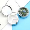 Hydrangea Hibiscus Iris Bird Pill Box Cute Round Pill Box 3 Compartment Decorative Pocket Purse Portable Mini Travel Medicine Tablet Vitamin Fish Oil Holder Organizer Pill Case view 3