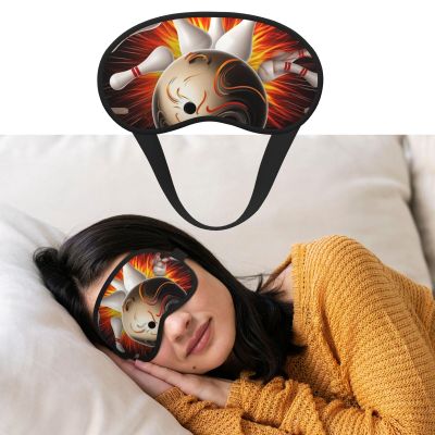 Soft Sleep Mask Comfortable Blackout Eye Mask with Adjustable Strap Vintage Sport Bowling Ball Eye Shade Cover for Women Men Deep Rest Travel Work Home