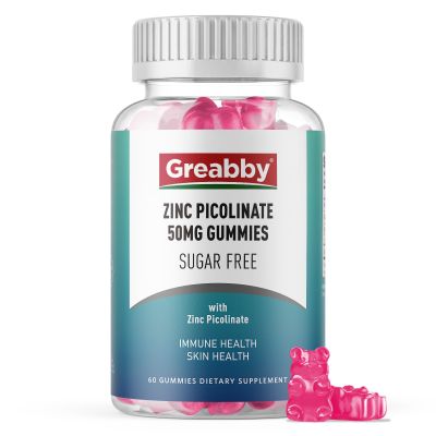 Zinc Picolinate 50 mg, Zinc Gummies Sugar Free, Highly Absorbable Zinc Supplements for Women Kids Adults, Support Kids Teens Growth, Immune Function, Skin Health, Vegan & Organic, 60 Gummies