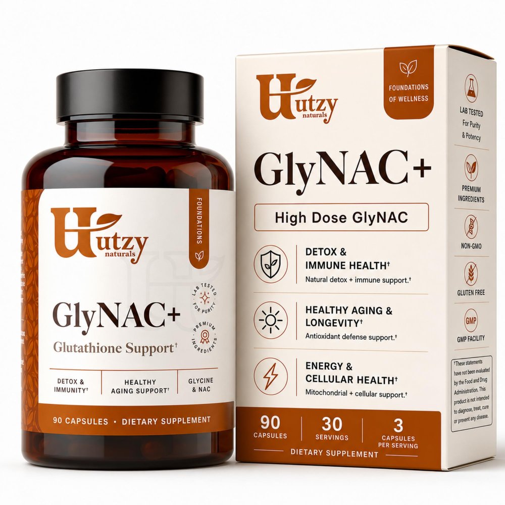 Utzy Naturals High Dose GlyNAC+ Supplement | 90 Capsules