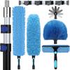 20ft High Ceiling Duster Kits with 5-12ft Heavy Duty Extension Pole - Fan Blade Cleaner, Cobweb Remover & Blue Window Squeegee Kit, Washable Dust Brush for High Roof and Glass Surfaces view 1