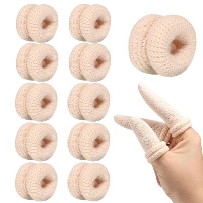 10Pcs Finger Bandage Fingertip Bandages Breathable Thumb Protector Skin Color Cotton Fingers Cots for Work Kitchen Garden