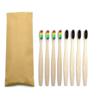 KHOGSBPSW Manual Toothbrush 8 Pcs Colorful Toothbrush Eco Soft Bristle Toothbrush Vegan Tooth Care Toothbrush(4 Black 4 Rainbow)