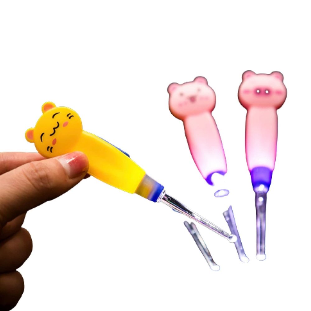 1Pc Cute Flashlight Earpick,Earwax Cleaning and Removal Tools, Light Led Earpick Wax for Adults and Children Ear Safe