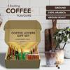 Coffee Sampler Gift Set - (8x2.5oz) TRIONI Ground Coffee Medium Roast Individual Coffee Packets Variety Pack - 4 Unique Flavored Coffee Packs - Including a Cinnamon Sticks, Coaster, Bag Clip and Spoon view 2