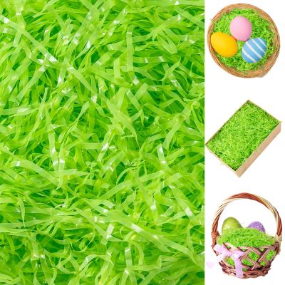 CIPOWM 230g/8oz Easter Grass Basket Filler Green Plastic Easter Fake Grass Shred Raffia Paper Fillers for Gift Wrapping Boxes Bags Basket Filling Party Supply