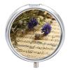 Music Sheet-1 Pill Box Cute Round Pill Box 3 Compartment Decorative Pocket Purse Portable Mini Travel Medicine Tablet Vitamin Fish Oil Holder Organizer Pill Case view 1