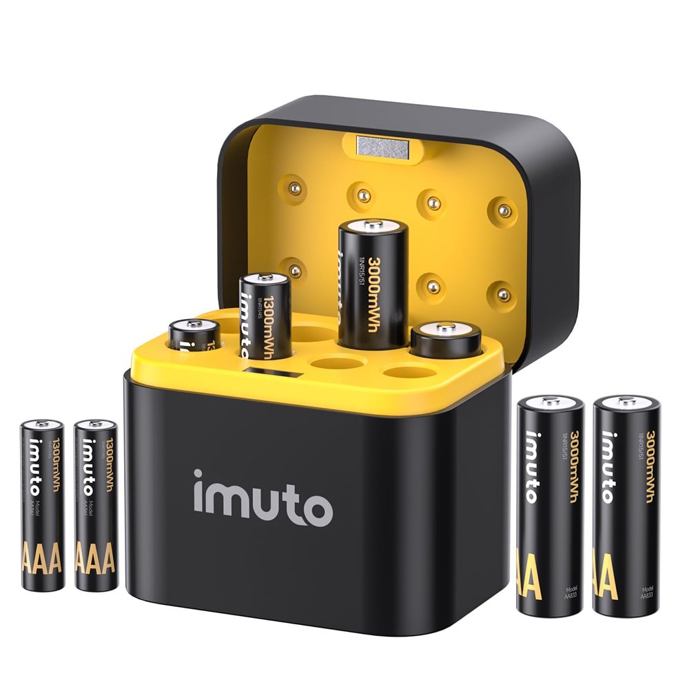 imuto 1.5V 4AA 4AAA Lithium Rechargeable Batteries 8 Pack Fast Charger