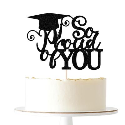 So Proud of You Cake Topper, for 2026 Graduation Theme High School Boys Girls Party Supplies/Class of 2026 Congrats Grad Cake Decorations -Black(1)